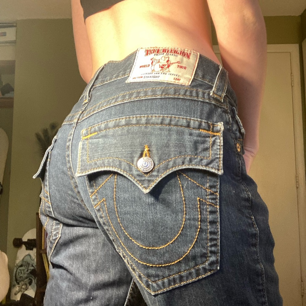 True Religion Women's Dark Blue Straight Leg Jeans